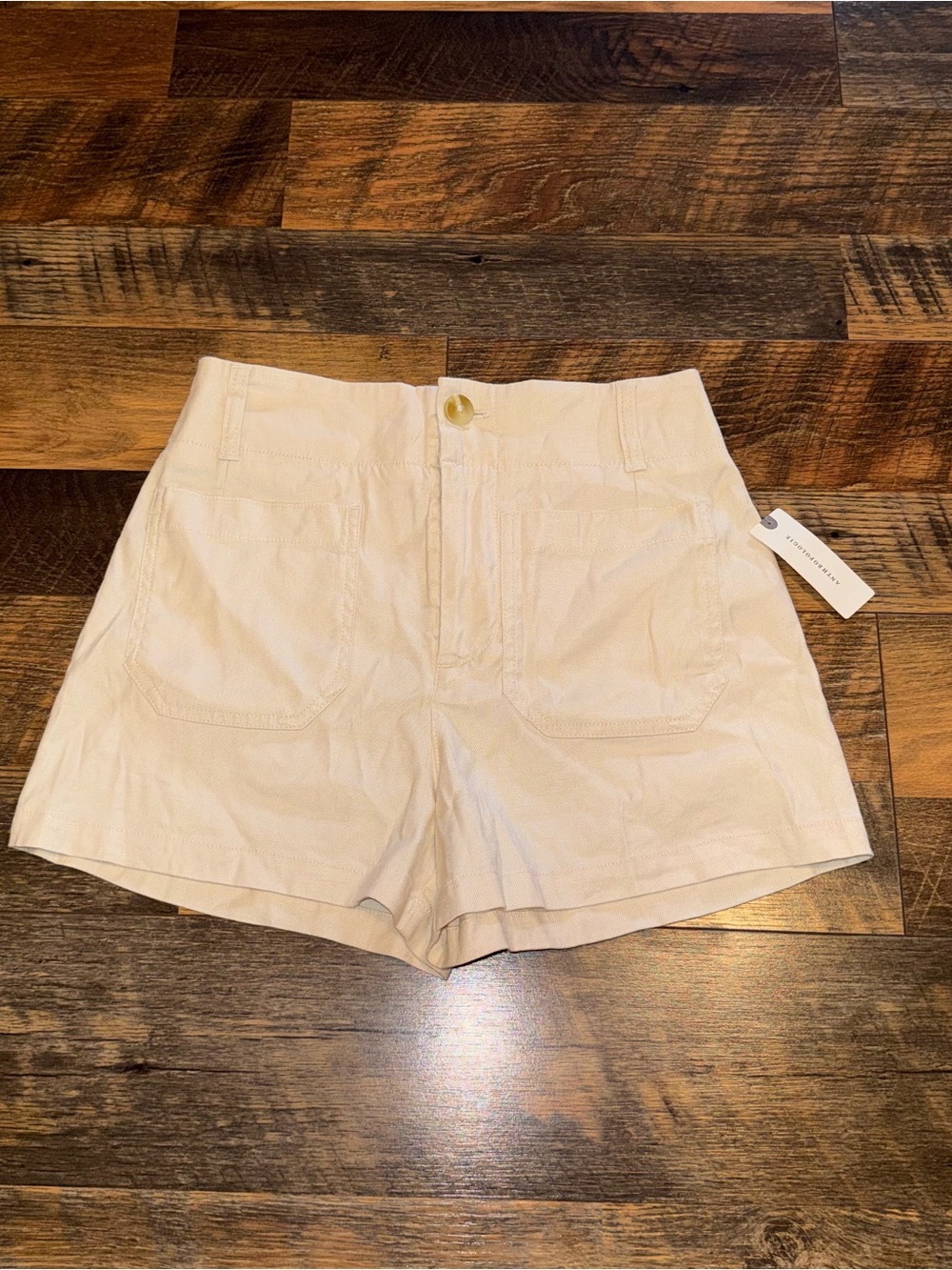 Maeve High-Waist Cream Utility Shorts
